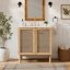 Meuble-lavabo en bambou naturel de 30 po avec portes en rotin faites à la main et mécanismes de fermeture en douceur