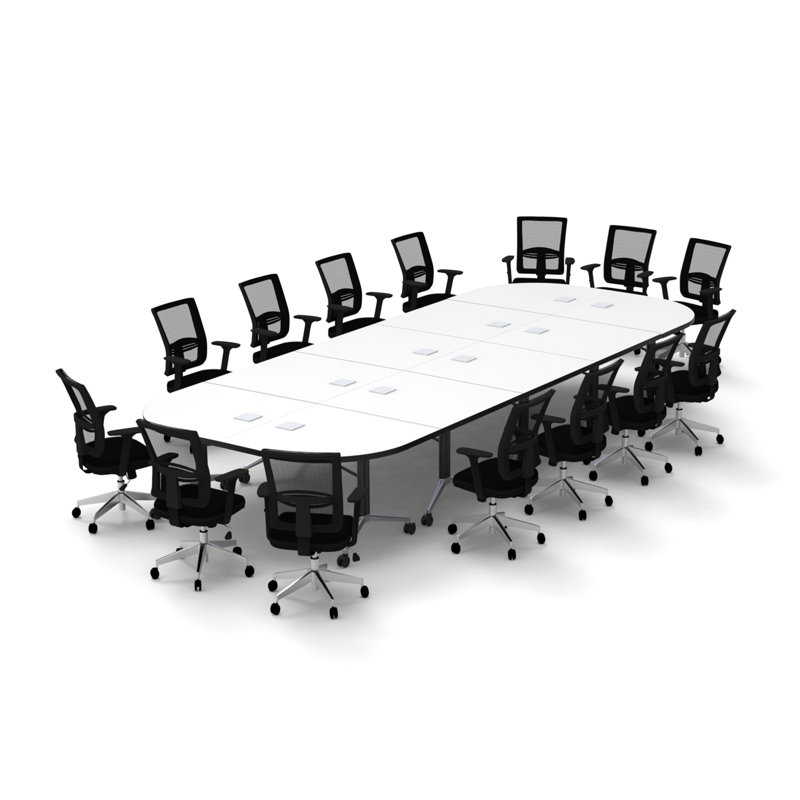 Rectangle 14 Person Flip Top 72'' L Modular Training Table and Chair Set with Casters and Modesty Panel and Cable Management