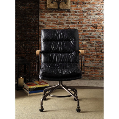 Fauteuil de bureau en cuir avec housse de confort de style rétro Vintage