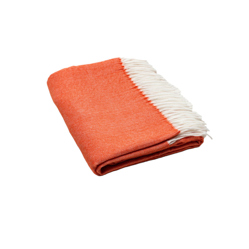 Soft Acrylic Herringbone Throw Blanket, 50" L x 60" W, Dark Orange Herringbone