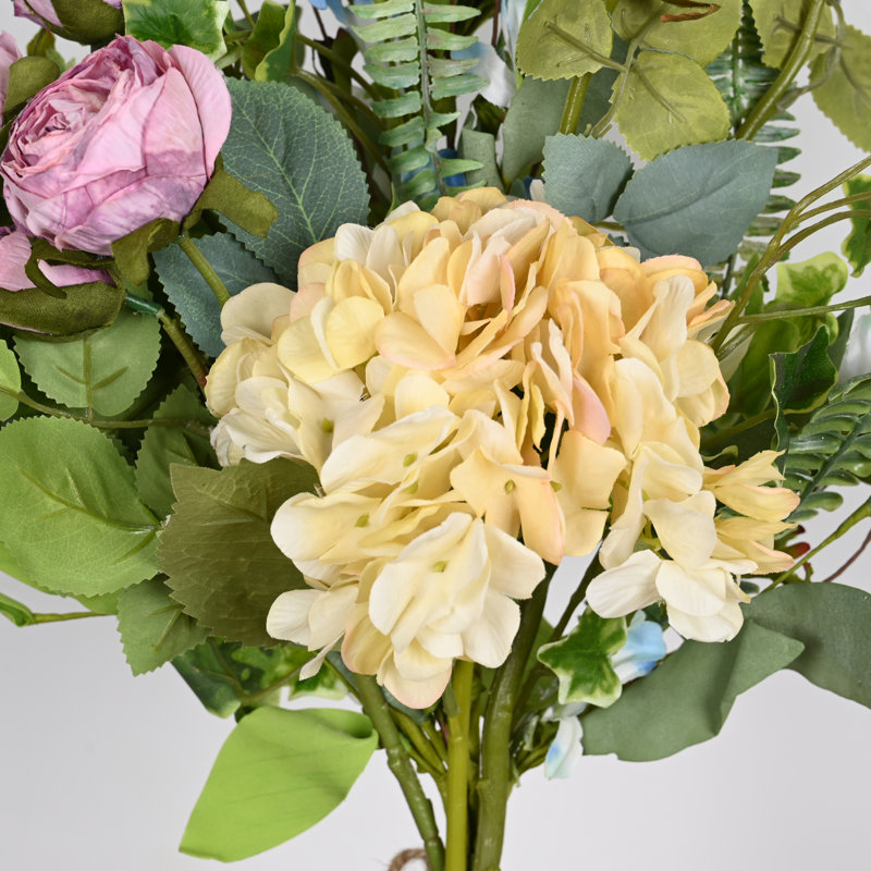 Arrangement floral d'hortensia de pivoine de ferme artificielle pour remplissage de vase, feuilles de feuillage de verdure printemps été avec longue tige