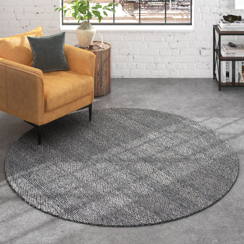 Adelle Dark Gray Area Rug, Round 7'
