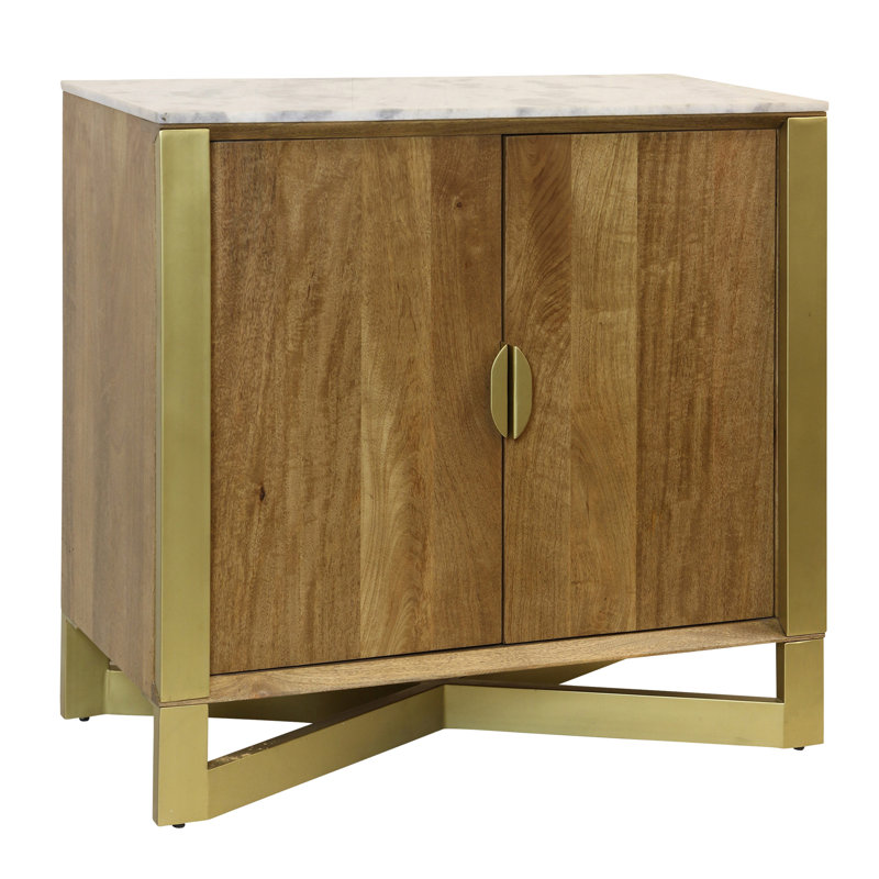 Armoire 2 portes Astoria Barcelona - Tabac clair avec plateau en marbre