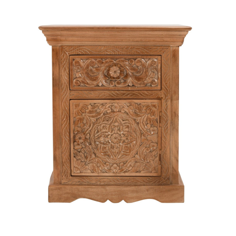 Cassanora Solid Wood Drum End Table