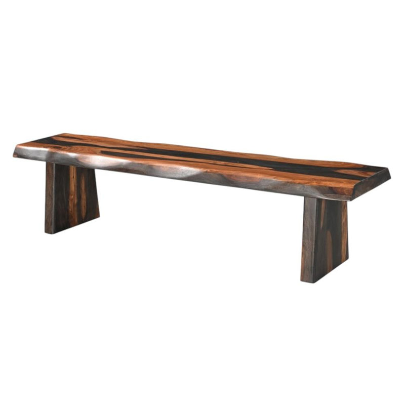 Banc de salle à manger en bois massif brun de 75 pouces Gracie Mills, Brown/Black