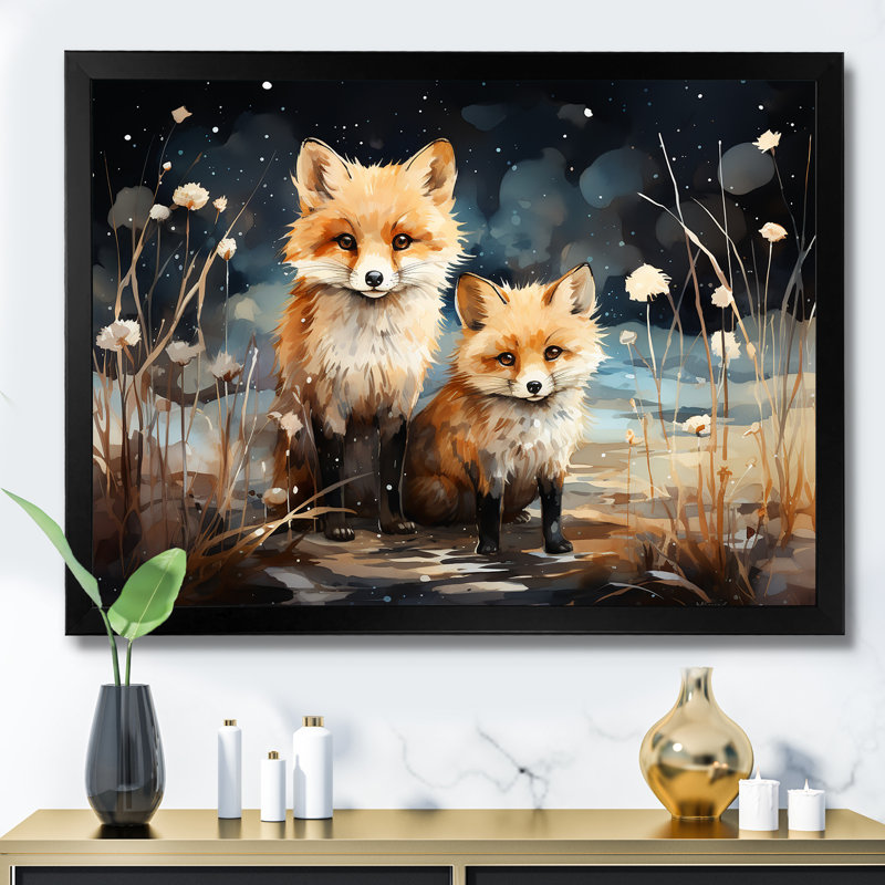 Printemps mignon, «Fox s Gaze I», reproduction d'art sur toile, H 30 po x l 40 po x P 1,5 po, Cadre d'angle fermé noir