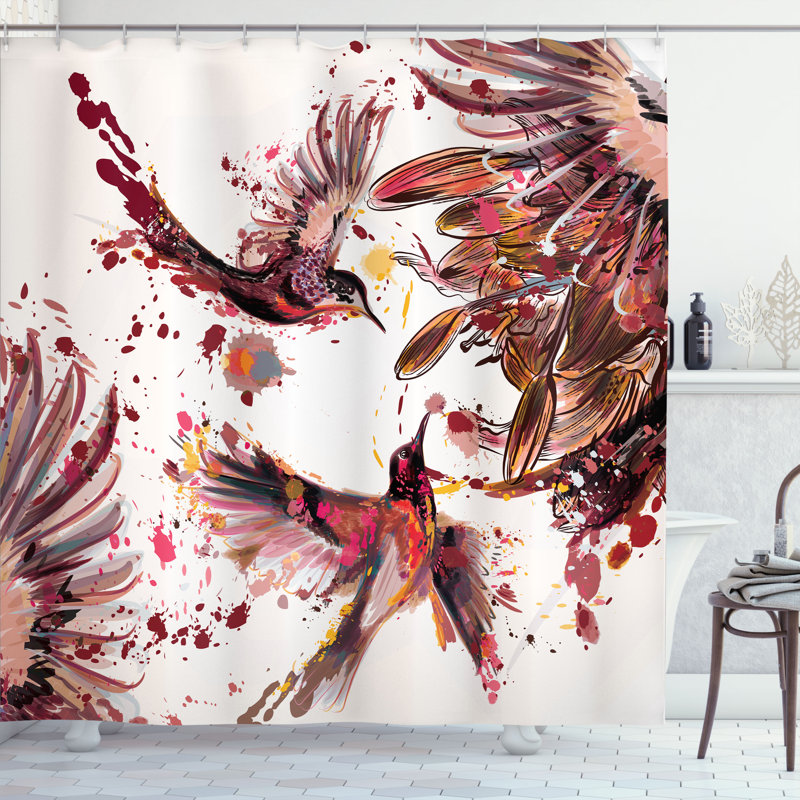 Ensemble de rideau de douche et crochets Hummingbird, 69" H x 70" W, Argent foncé