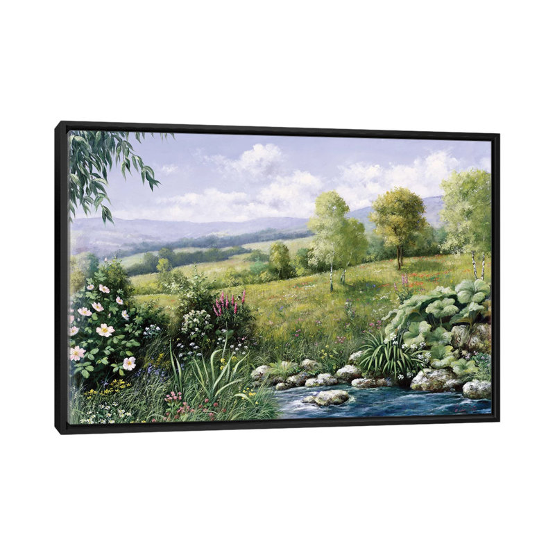 « summer time », impression sur toile, Pas de tapis, Toile avec cadre noir, H 18 po x l 26 po x P 1,5 po