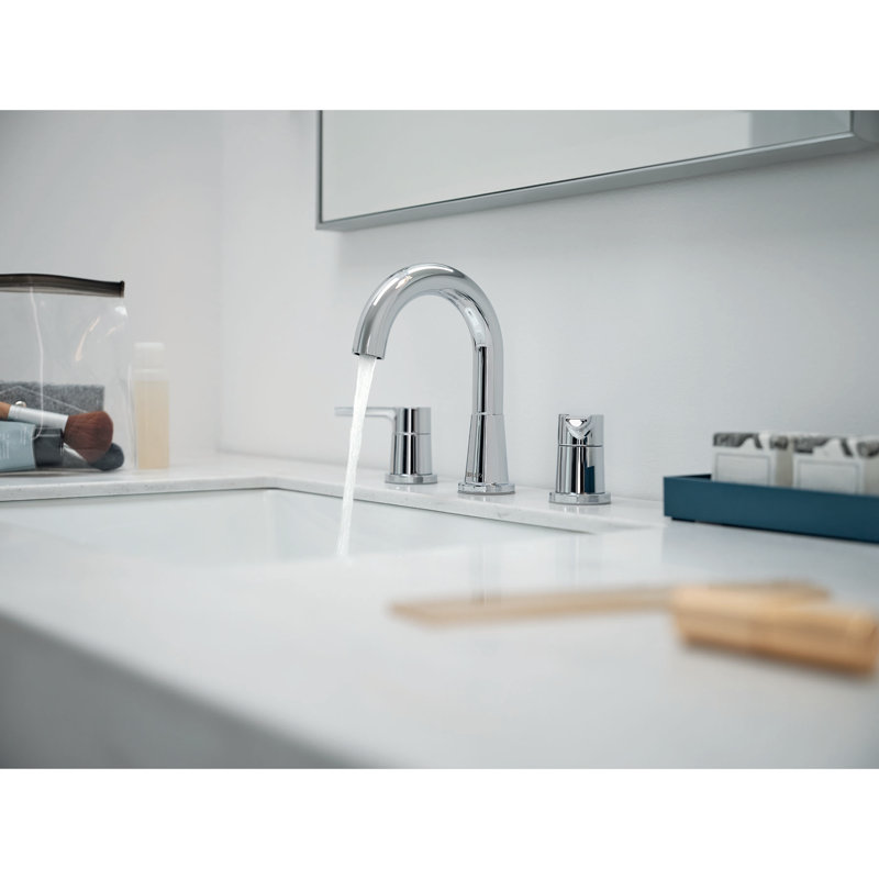 Widespread 2-handle Bathroom Faucet with Drain Assembly, Chrome