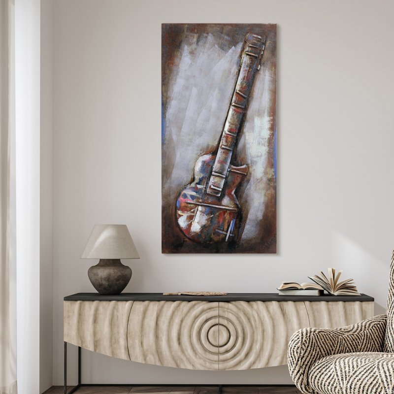 Décoration murale dimensionnelle en fer mixte pour guitare électrique