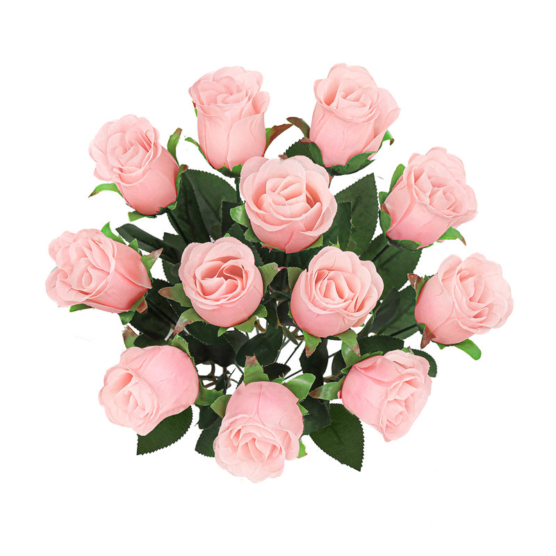 Bouquet de roses artificielles, Pêche rose