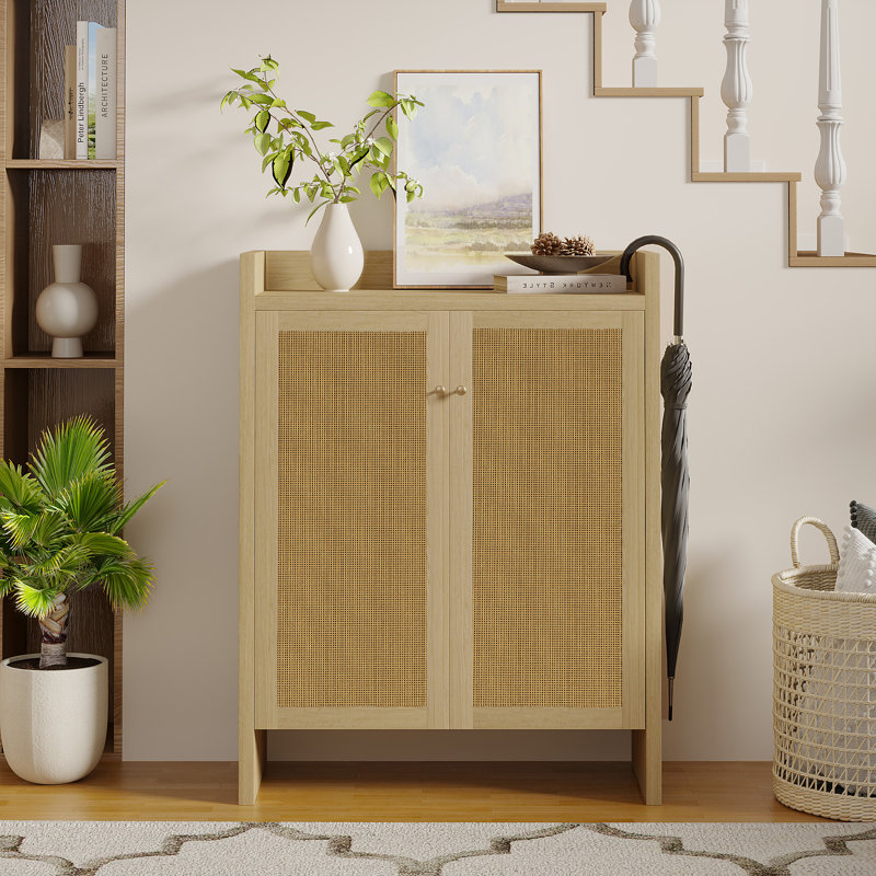 Armoire à chaussures 42,5 po en rotin avec portes