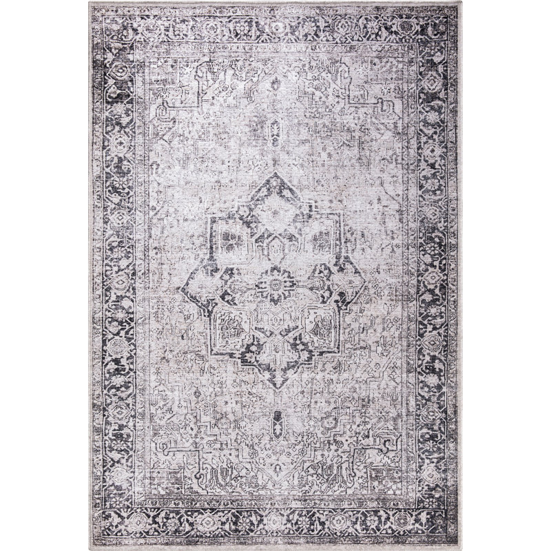 Tapis crème / gris Devendr, Rectangle 4 pi x 6 pi