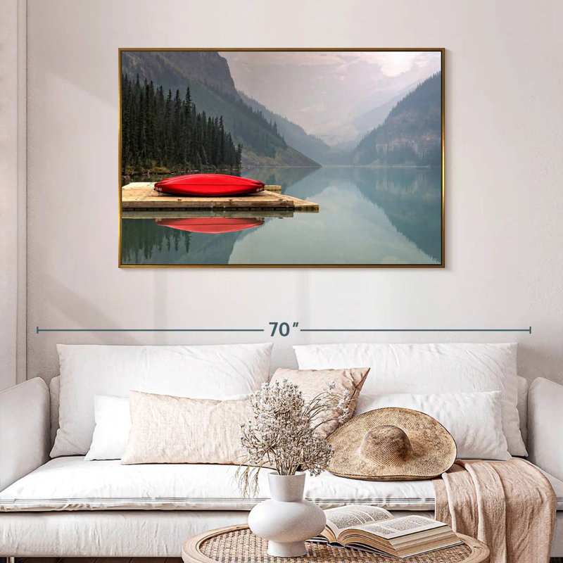 Mountain Lake Kayak, 46 po x 31 po, Cadre flottant doré