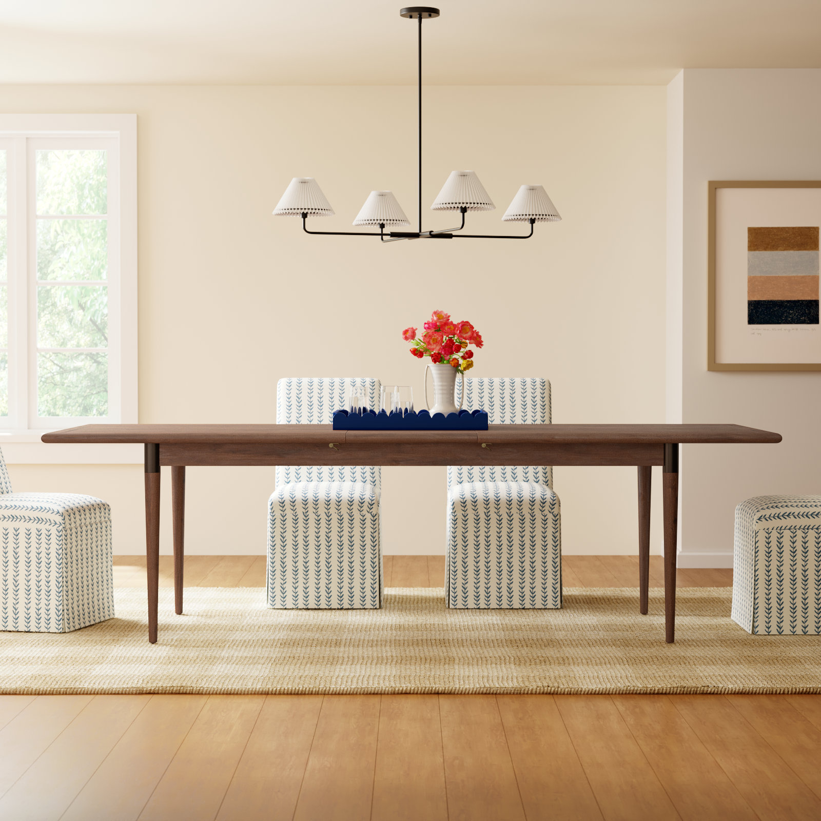 Yanely 84'' Extendable Dining Table, Walnut