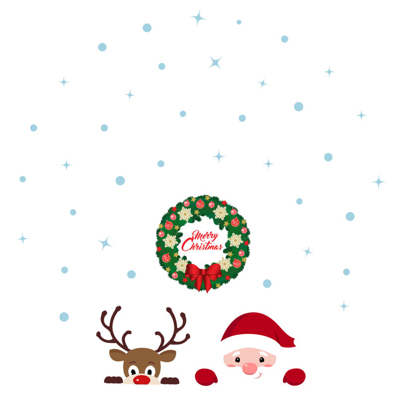 Adhésif décoratif père Noël et Rudolph avec guirlande de Noël