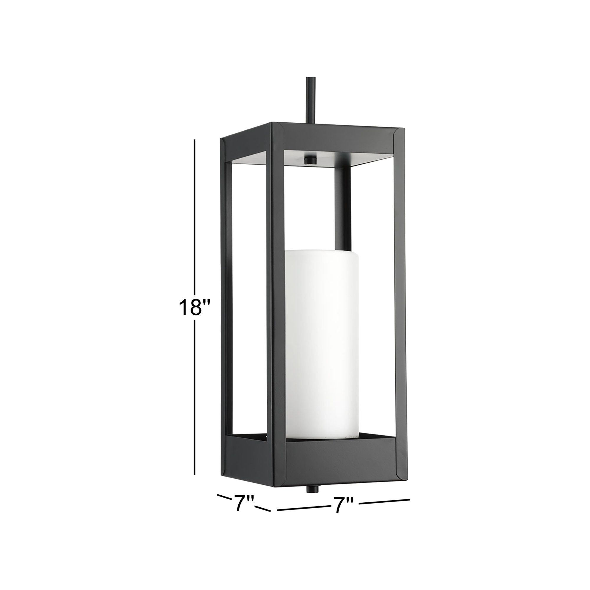 Saida Frosted Outdoor Metal Hanging Lantern, 18" H x 7" W x 7" D