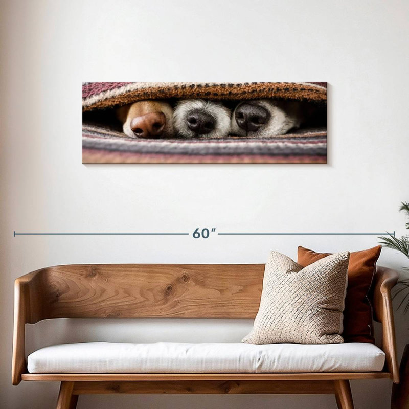 «Dog Hiding Dogs», reproduction sur toile, H 14 po x l 42 po x P 1,25 po