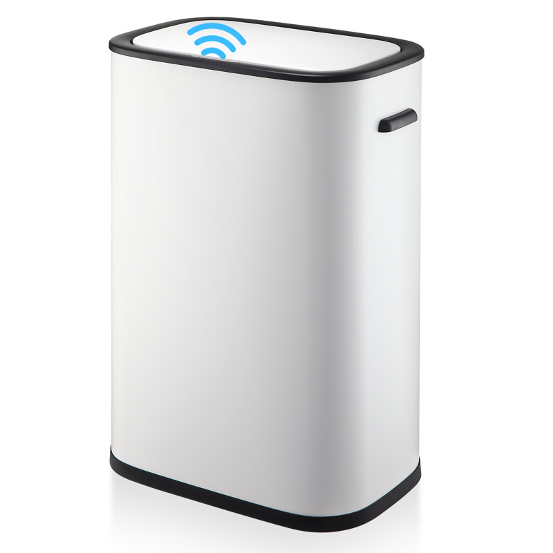 13 Gallon Automatic Sensor Kitchen Trash Can, Kitchen Trash Can With Lid, Sensor-activated Lid Garbage Bin, White