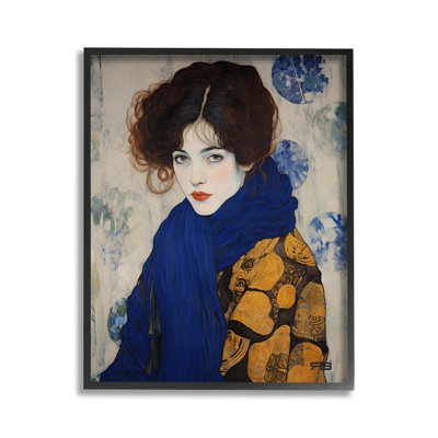 ChicWomanBlueScarfGicleeArtbyRB