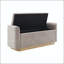 Banc de rangement 49 po en chenille avec charnière de sécurité, base en métal doré et structure en bois-133331875-133331878