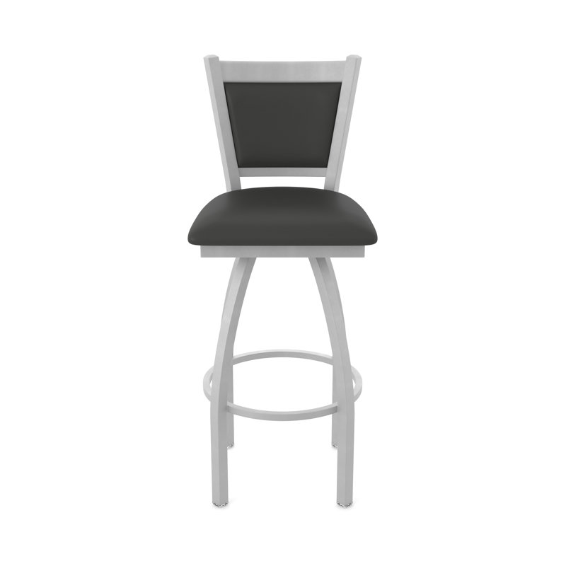 Tabouret pivotant Hadleigh, Tabouret de comptoir (siège d'une hauteur de 25 p, Nickel anodisé, Vinyle - fer Canter