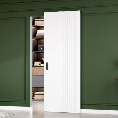 Solid Manufactured Wood Sliding Hidden Door with Installation Hardware Kit