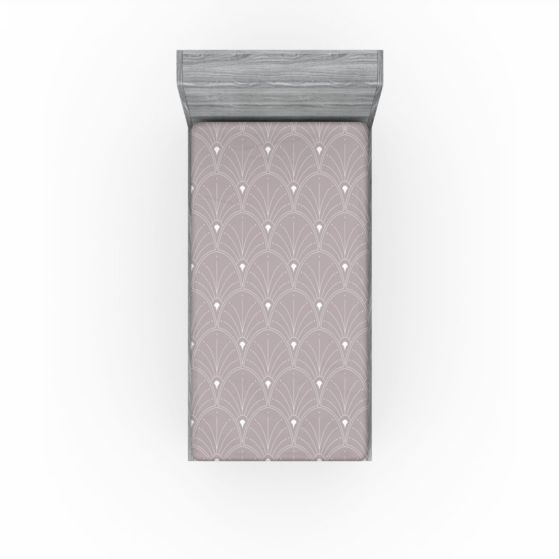 Geometric Fitted Sheet, Twin XL Fitted Sheet, Warm Taupe/White