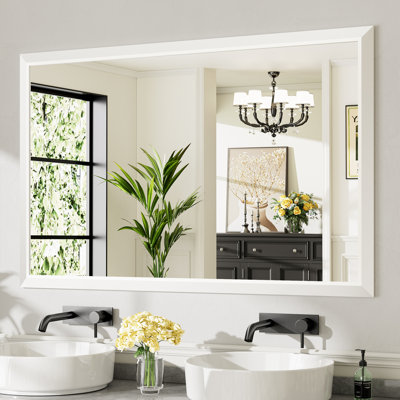 Miroirs de salle de bain modernes et contemporains en métal biseauté rectangulaire / carré avec verre trempé HD