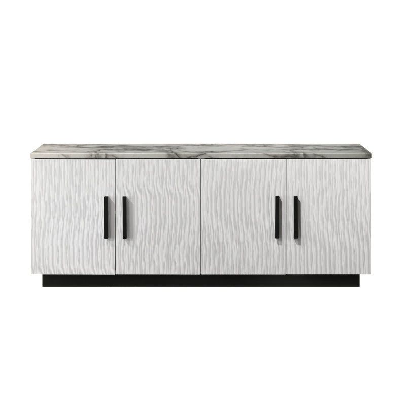 Console avec plateau en faux marbre blanc