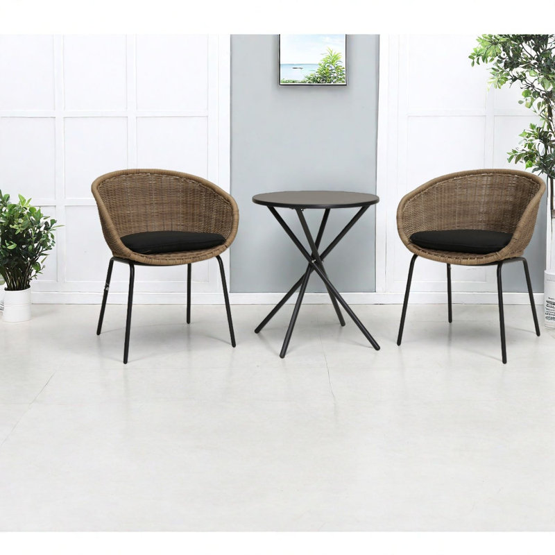 Chaises longues confortables de patio, ensemble moderne de rotin en acier pour la terrasse