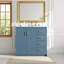 Ensemble de meuble-lavabo 36 po avec lavabo en céramique, armoire de rangement en bois massif, ensemble de meuble-lavabo autoportant avec 3 tiroirs et portes à fermeture douce-114763407