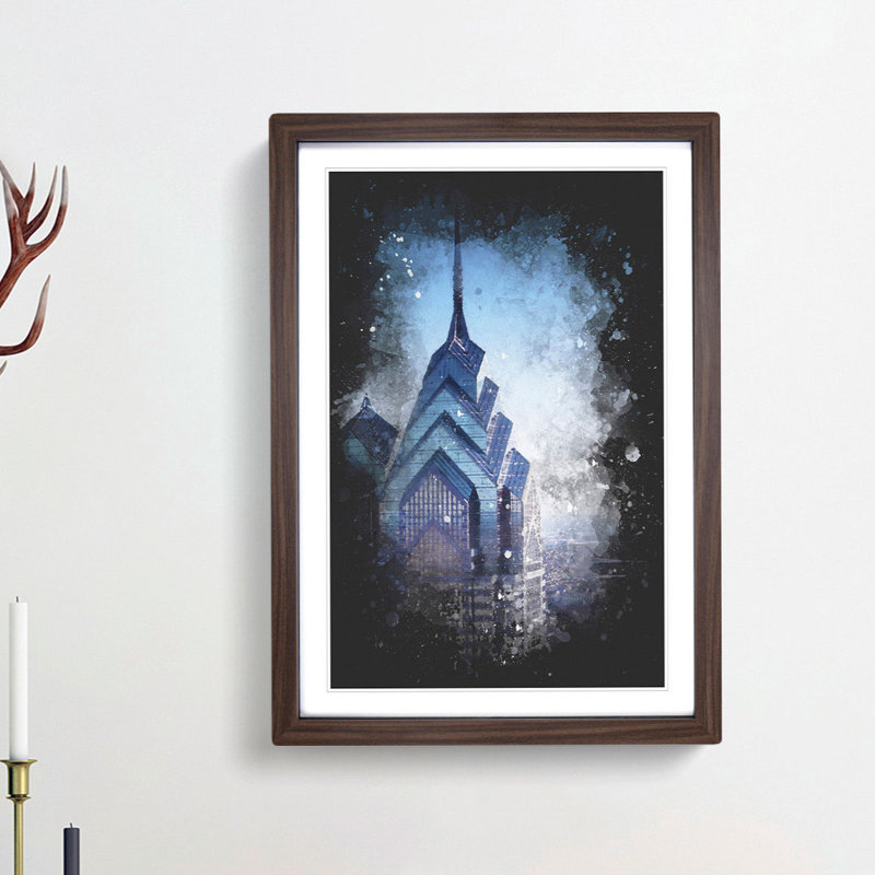 One Liberty Place in Philadelphia - Picture Frame Graphic Art Print, 87cm H x 62cm W x 2cm D, Walnut Framed
