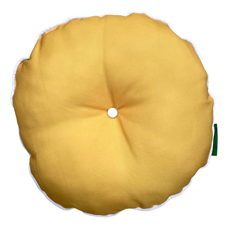 Indoor / Outdoor Grey Circular Throw Cushion, Yellow