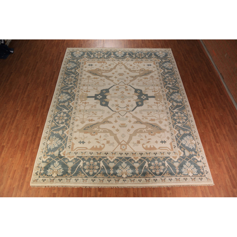 Tapis unique en laine nouvel âge 15 pi 0 po x 12 pi 0 po Ferderber beige et ivoire