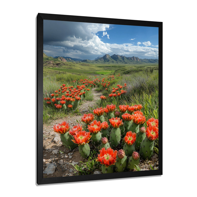 Markas - Floral Canvas Wall Art, Black, 20" H x 12" W, Single Picture Framed Print