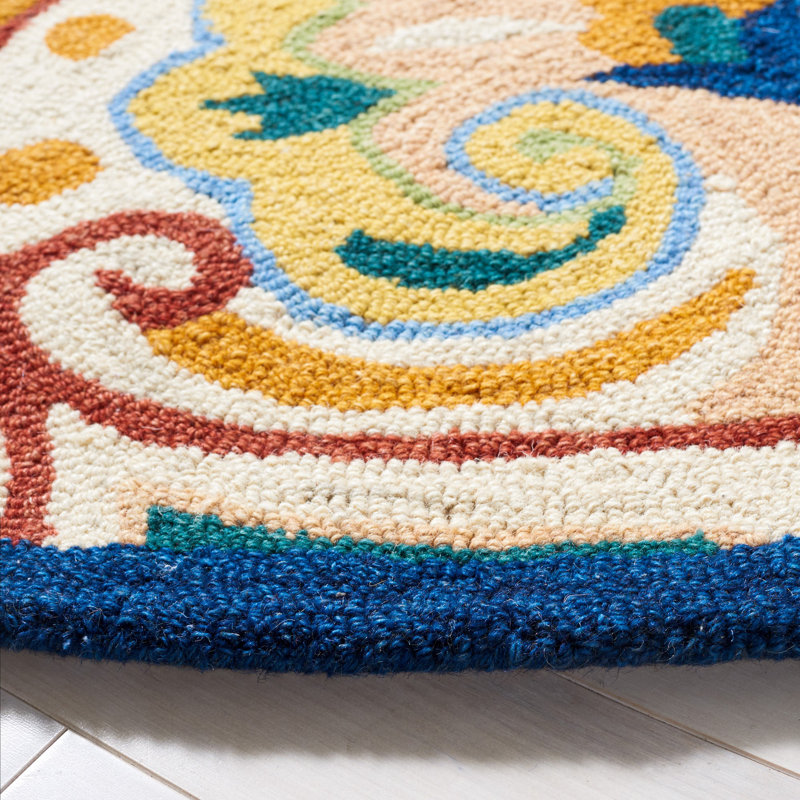 Tapis floral beige / bleu en laine / coton touffeté à la main Metro, Rectangle 3 pi x 5 pi