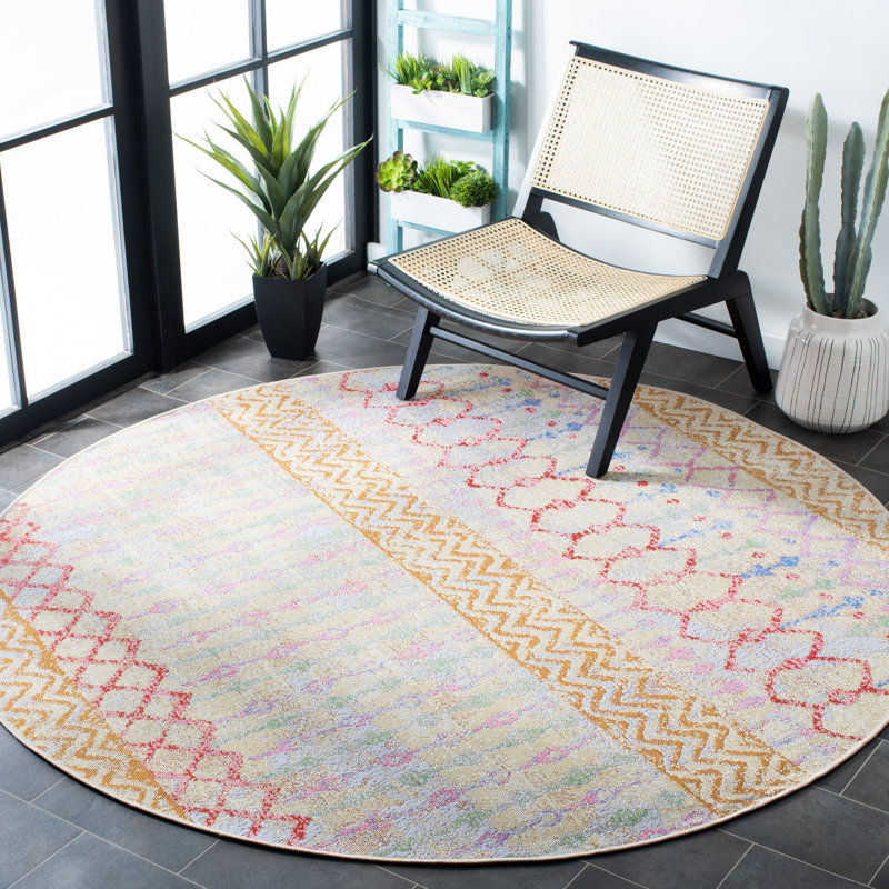 Tapis d'intérieur / extérieur Bodie Performance Southwestern, Rond 6 pi 7 po
