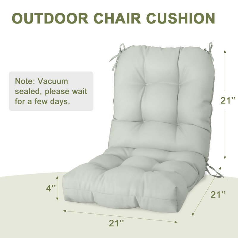 2 pièces de coussins de chaise épais et coussins de 4 po pour l'intérieur et l'extérieur avec sangles, Vert sauge
