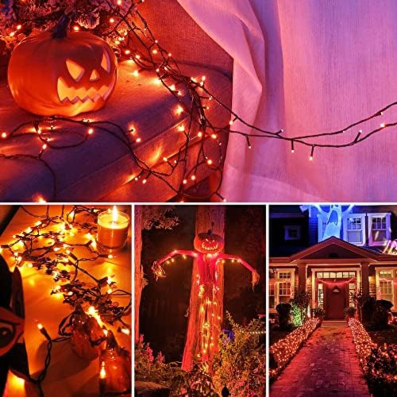164FT 500 LED Orange Halloween Lights, 8 Modes Waterproof Plug In String Lights For Halloween Indoor Outdoor Yard Party Wedding Garden Home Decorations (Orange)