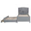 Lit plateforme simple en bois avec lit à DEL, lit gigogne et tête de lit avec tiroirs, gris-1549057305-1549057286