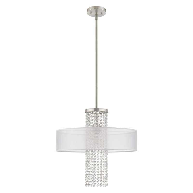 Luminaire suspendu cylindrique à 1 lumière Haney, Translucide