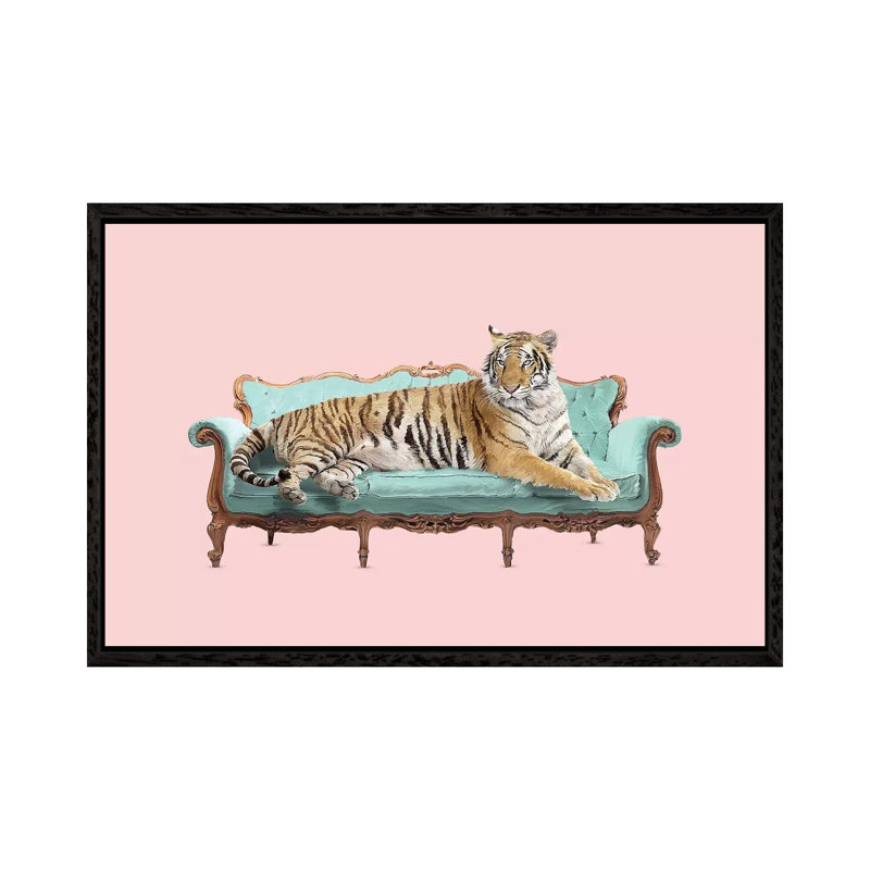 Lazy Tiger by Robert Farkas - Print on Canvas, Black Framed, 152.5 cm H x 101.5 cm W