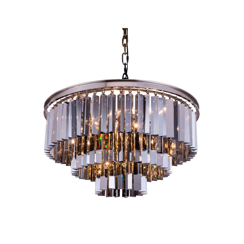 Yazmin 9 - Light Crystal Pendant, Polished Nickel, Silver Shade (Gray)