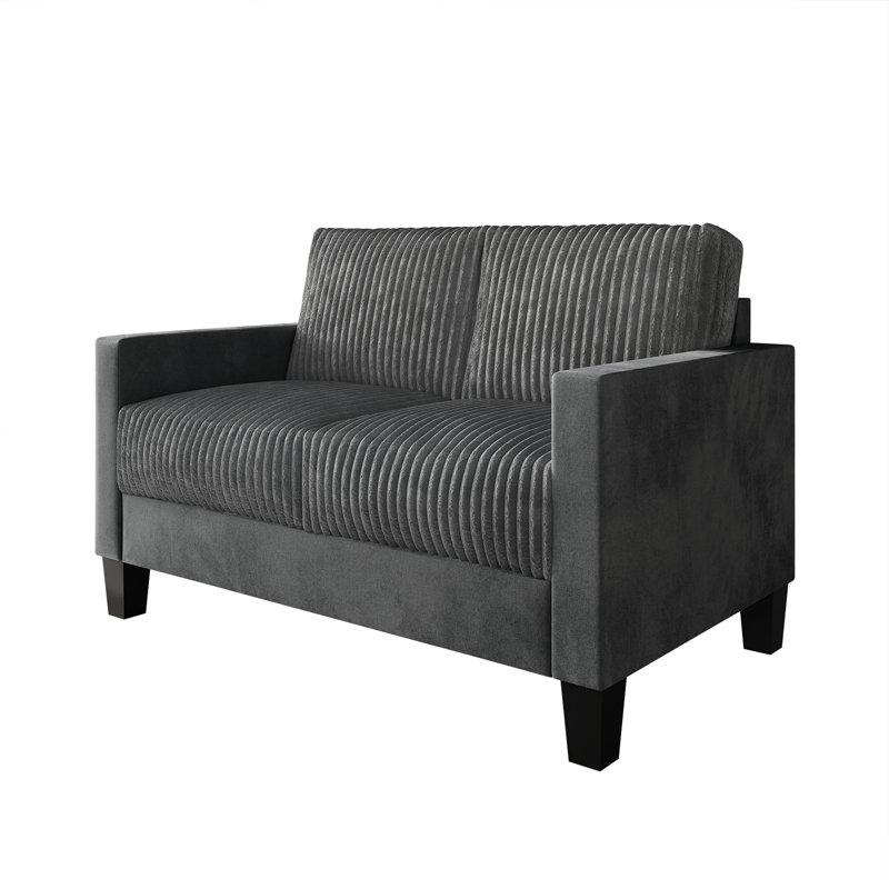 Shadybrook Corduroy 53.19 Square Arms Loveseat, Gray