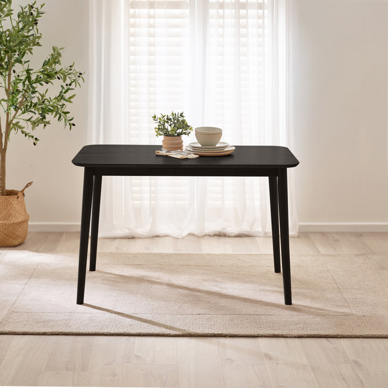 Bhawari Small Wooden Dining Table & Dining Chairs, 5 Pieces: Table, 4 Chairs, Black, 74.5cm H x 118cm W x 77cm D