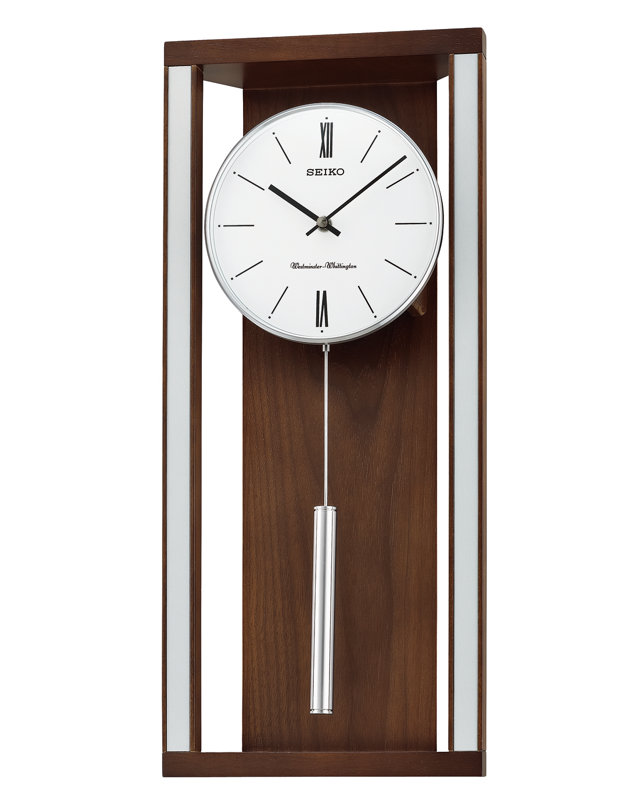 Pendule murale, carillons, quartz, brun