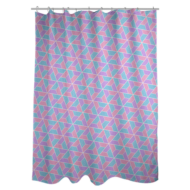 Rideau simple à deux trapézoïdes, Bleu / Mauve / Rose