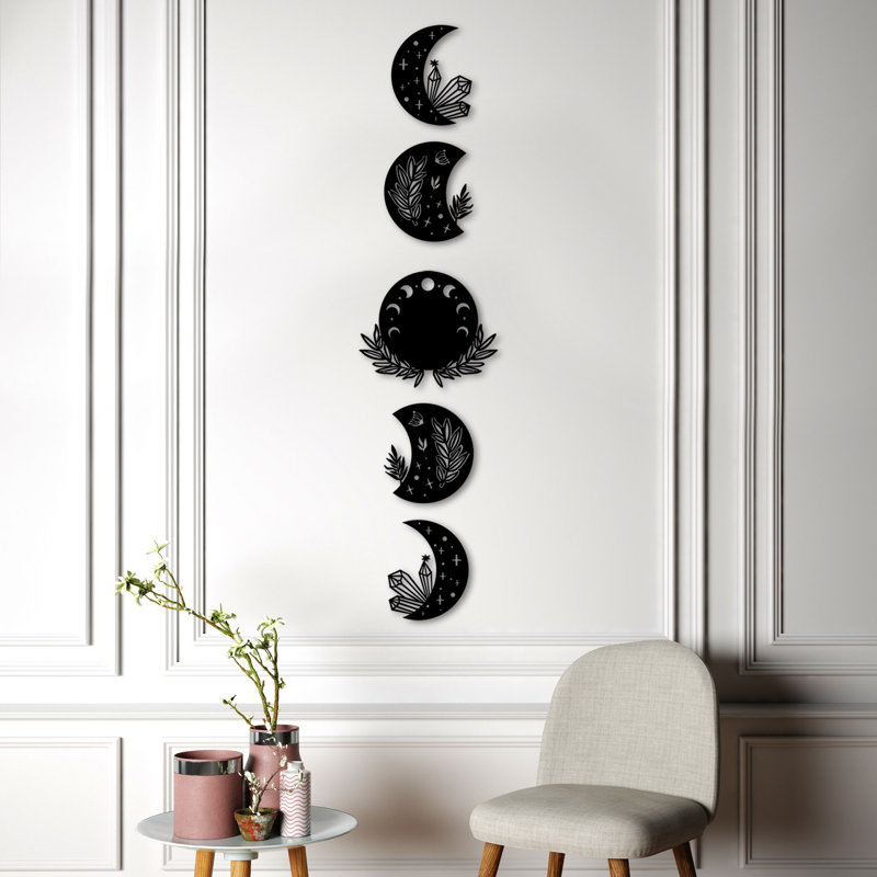 Nykeemah Elegant Black Decorative Metal Wall Accessory (5 Pieces) | 100% Metal, Thickness: 0.06 inches | Large: 11.8 x 13.8 inches, Small: 11.8 x 10.2 inches | Easy Wall-Mount Design, Perfect for Home Decor & Modern Spaces