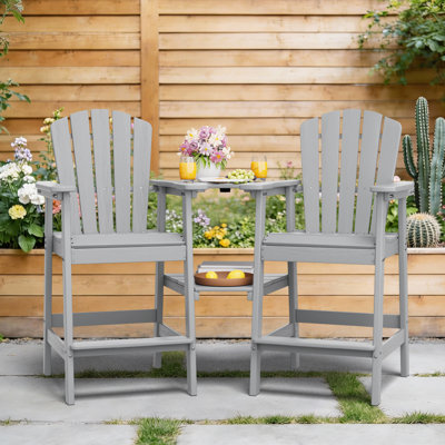 Delman HDPE Outdoor Adirondack Chair Set With Detachable Tray